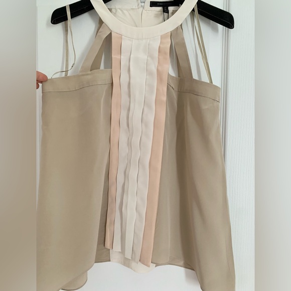 100% Silk Sleeveless Beige and White Halter-Top XS - Picture 4 of 11